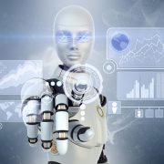 ロボットが指をさしている画像